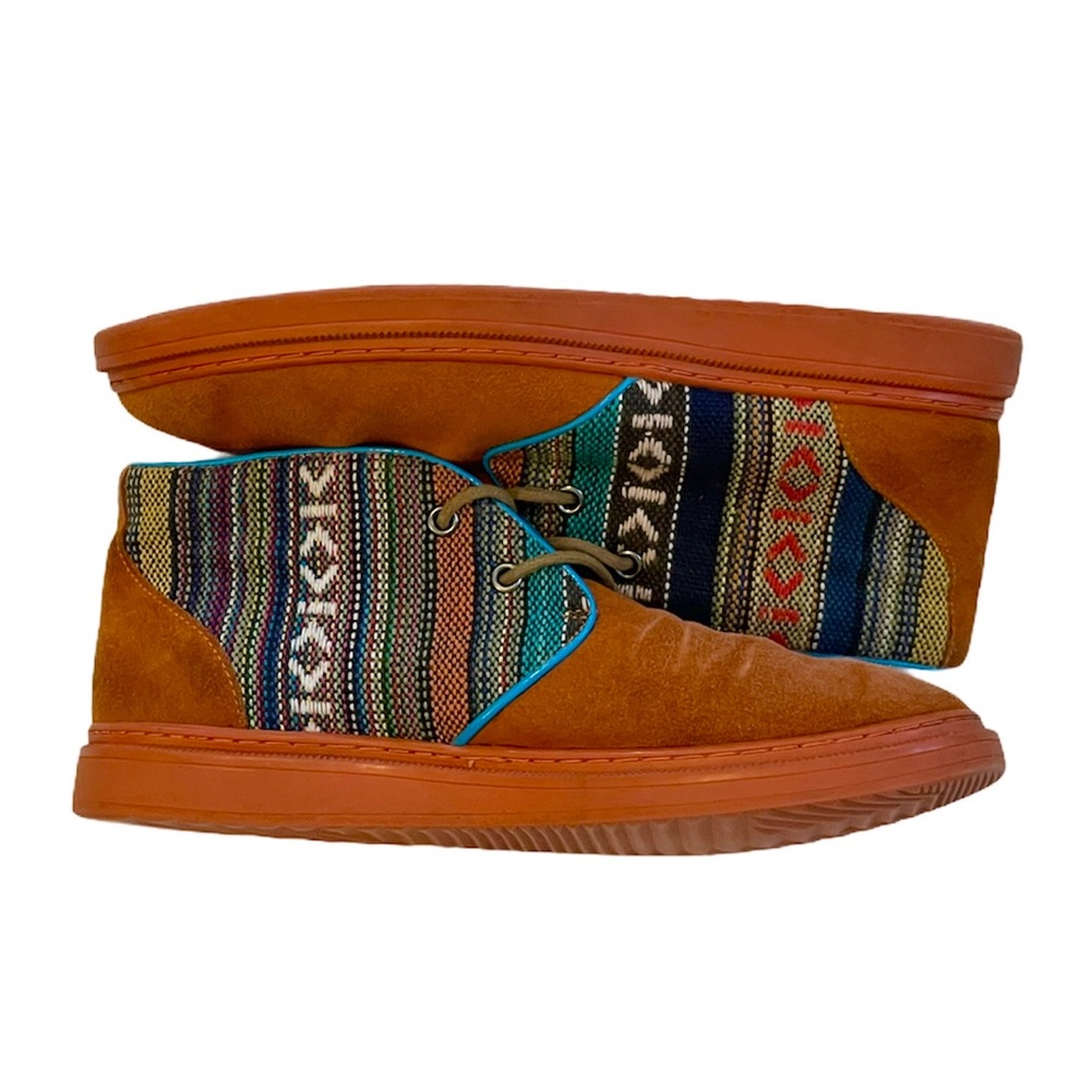 boho aztec western lace up suede shoes